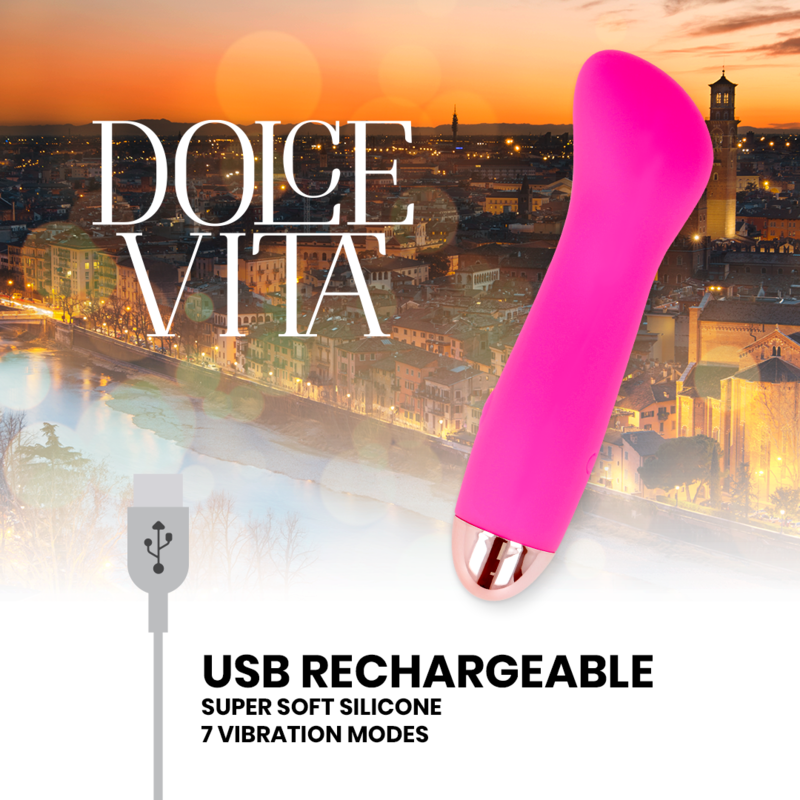 DOLCE VITA - VIBRADOR RECARREGÁVEL UM PINK 7 VELOCIDADE - Sexshoptuga  Sexshoptuga 