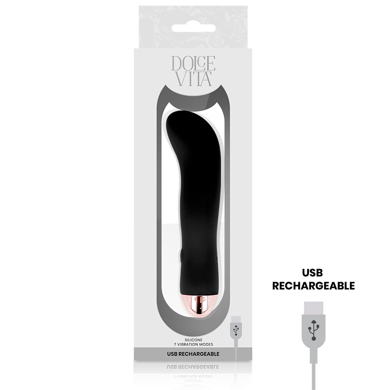 DOLCE VITA - VIBRADOR RECARREGÁVEL DOIS PRETO 7 VELOCIDADE - Sexshoptuga  Sexshoptuga 