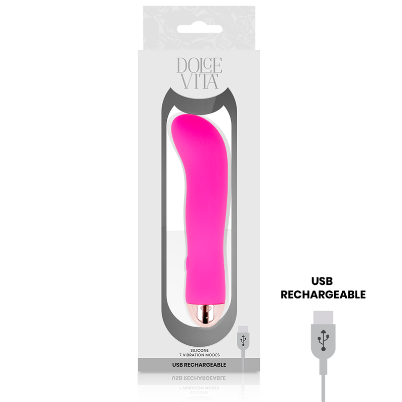 DOLCE VITA - VIBRADOR RECARREGÁVEL DUAS VELOCIDADES PINK 7 - Sexshoptuga  Sexshoptuga 