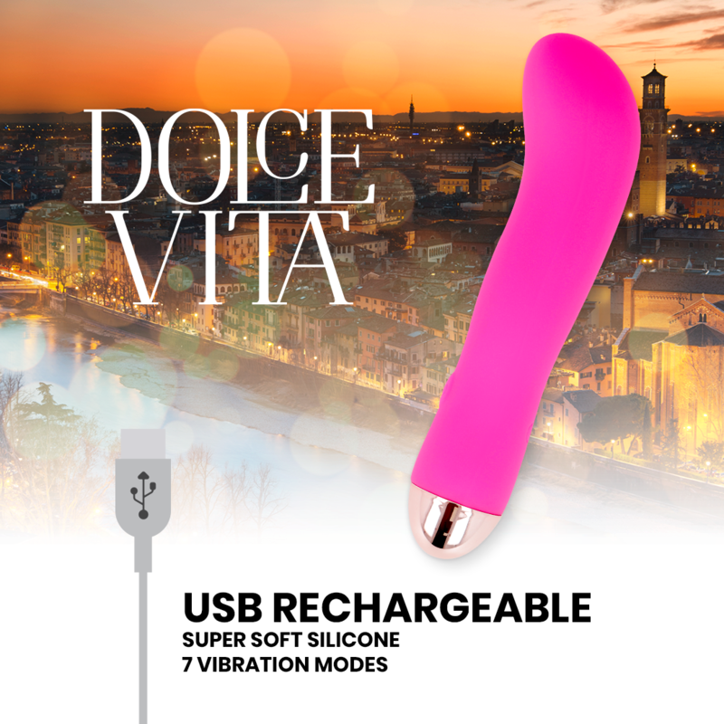 DOLCE VITA - VIBRADOR RECARREGÁVEL DUAS VELOCIDADES PINK 7 - Sexshoptuga  Sexshoptuga 