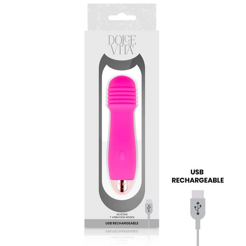 DOLCE VITA - VIBRADOR RECARREGÁVEL DE TRÊS VELOCIDADES PINK 7 - Sexshoptuga  Sexshoptuga 