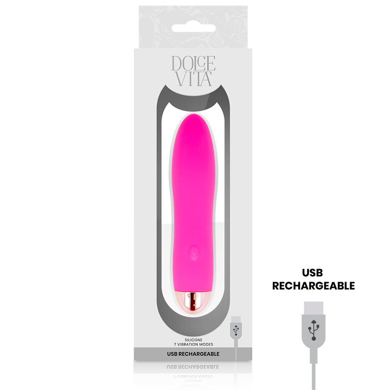 DOLCE VITA - VIBRADOR RECARREGÁVEL QUATRO PINK 7 VELOCIDADES - Sexshoptuga 