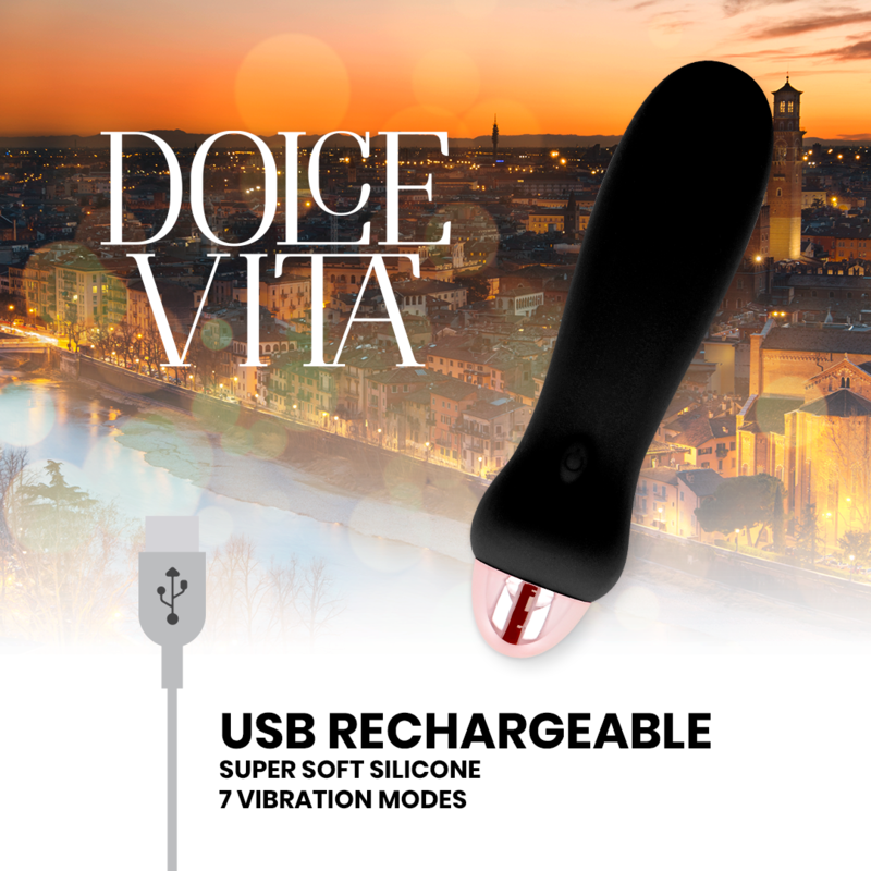 DOLCE VITA - VIBRADOR RECARREGÁVEL CINCO PRETO 7 VELOCIDADES - Sexshoptuga  Sexshoptuga 