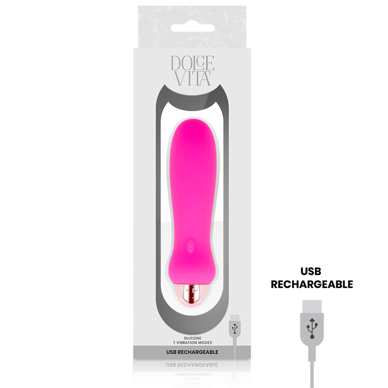 DOLCE VITA - VIBRADOR RECARREGÁVEL CINCO PINK 7 VELOCIDADES - Sexshoptuga  Sexshoptuga 