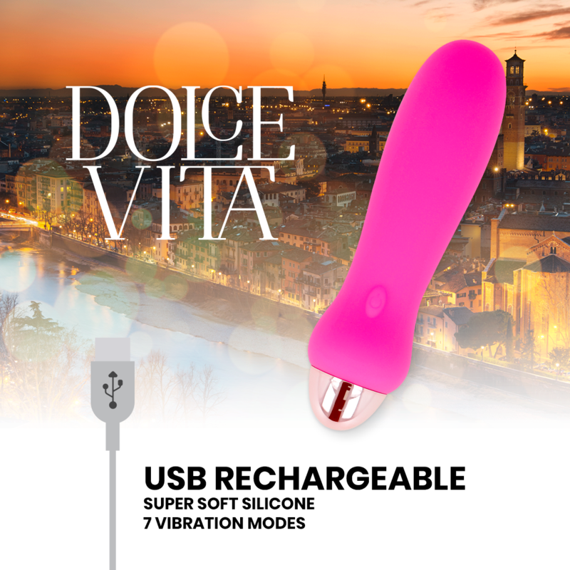 DOLCE VITA - VIBRADOR RECARREGÁVEL CINCO PINK 7 VELOCIDADES - Sexshoptuga  Sexshoptuga 