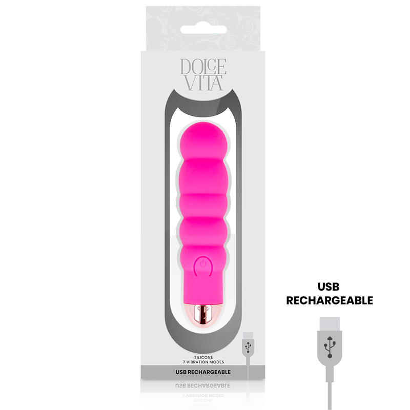 DOLCE VITA - VIBRADOR RECARREGÁVEL SEIS PINK 7 VELOCIDADES - Sexshoptuga 