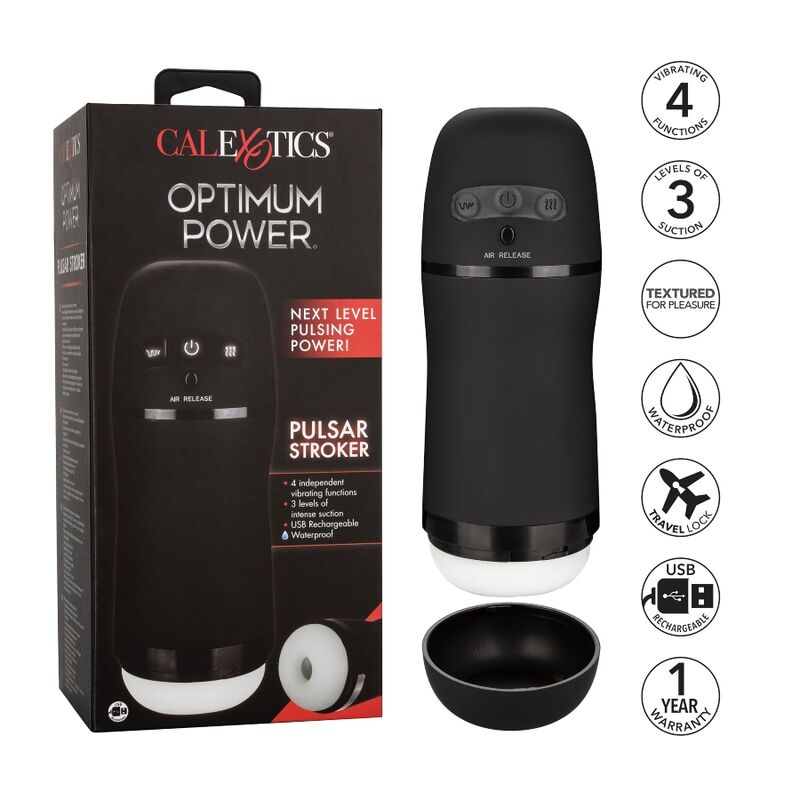 CALEXOTICS - FUNÕES DE VIBRAO E SUCO DO OPTIMUM POWER STROKER - Sexshoptuga 