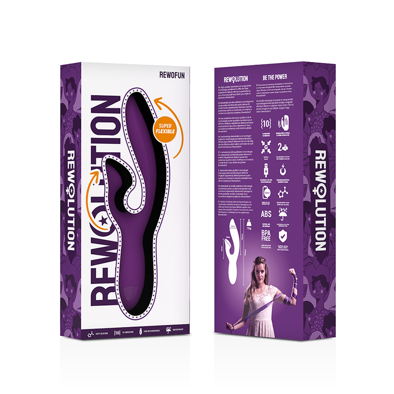 REWOLUTION - VIBRADOR FLEXÍVEL REWOFUN COM COELHO - Sexshoptuga 