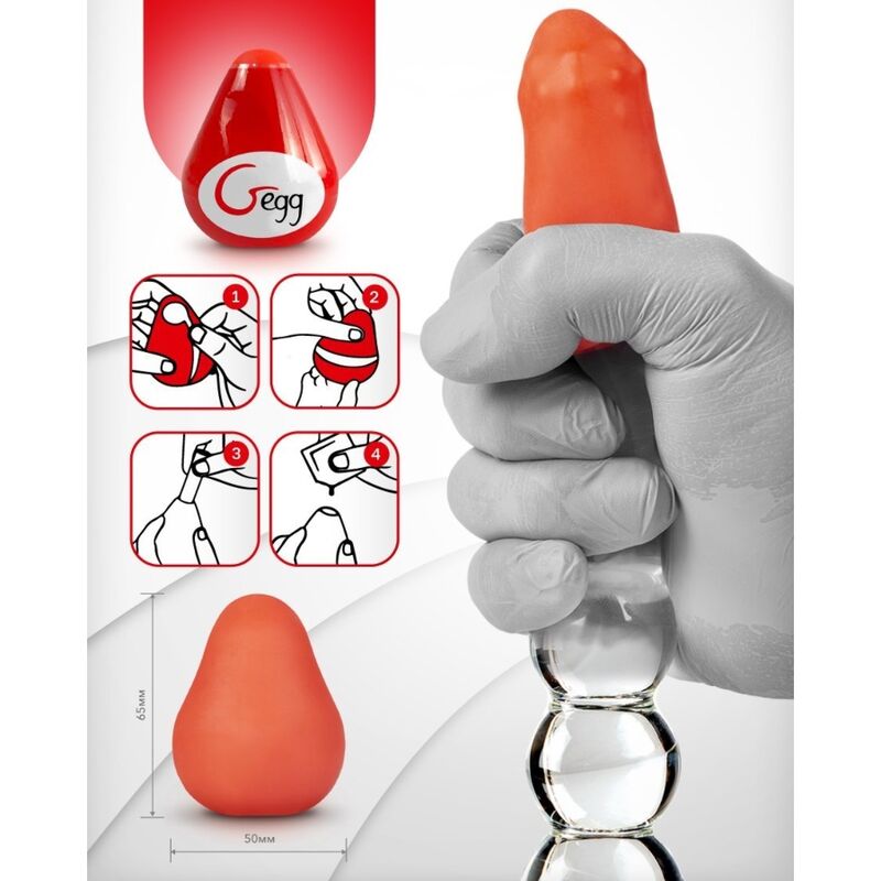 G-VIBE - MASTURBADOR TEXTURADO REUTILIZVEL OVO VERMELHO - Sexshoptuga 