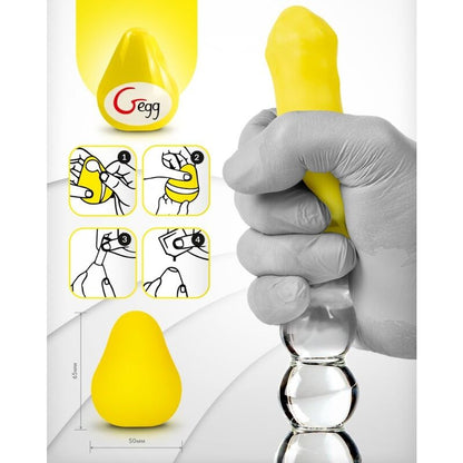 G-VIBE - OVO MASTURBADOR TEXTURADO AMARELO REUTILIZVEL - Sexshoptuga 