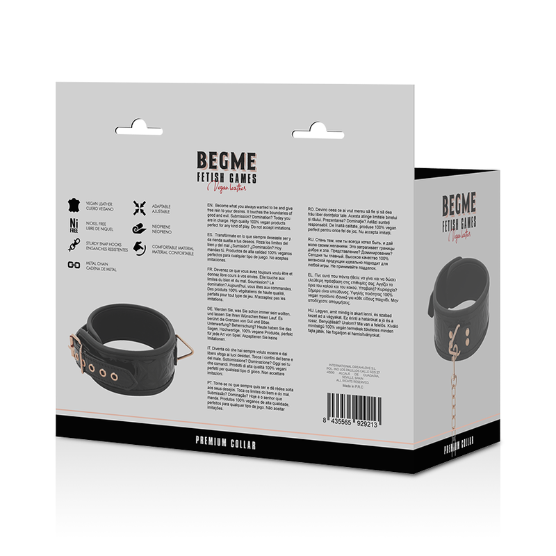 BEGME - BLACK EDITION PREMIUM COLAR DE COURO VEGAN - Sexshoptuga  Sexshoptuga 