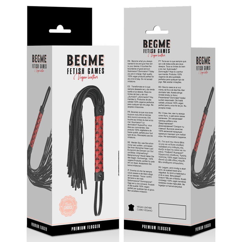 BEGME - FLOGGER DE COURO VEGANO EDIO VERMELHA - Sexshoptuga  Sexshoptuga 