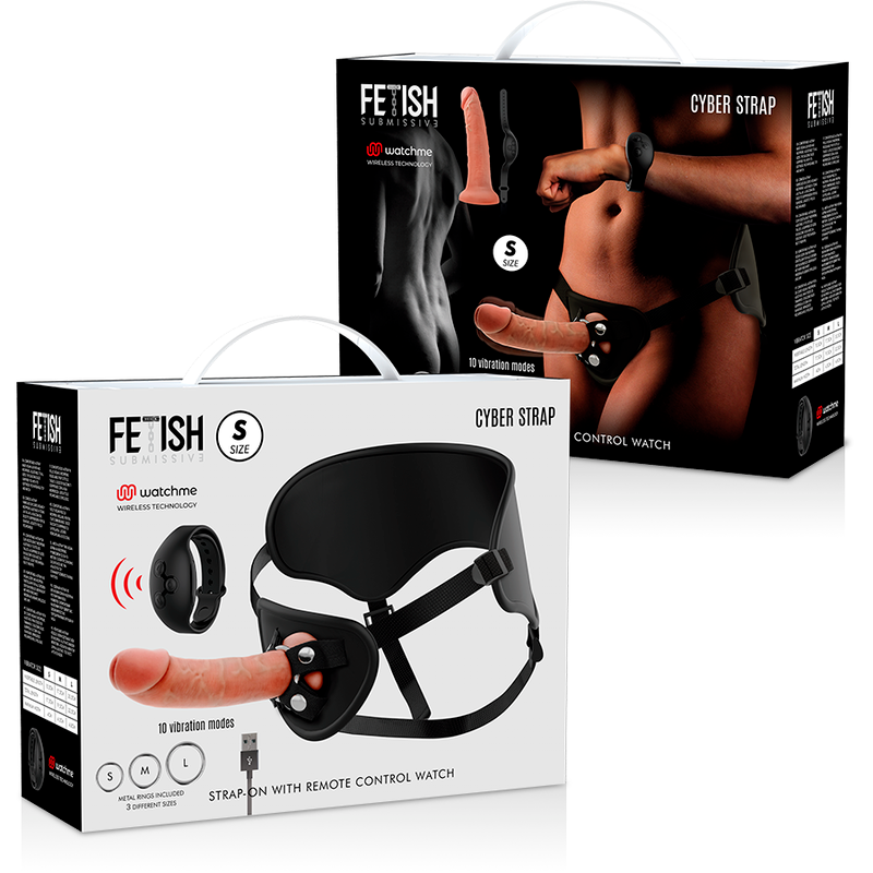 FETISH SUBMISSIVE CYBER STRAP - ARNÊS COM TECNOLOGIA DILDO WATCHME S DE CONTROLE REMOTO - Sexshoptuga  Sexshoptuga 