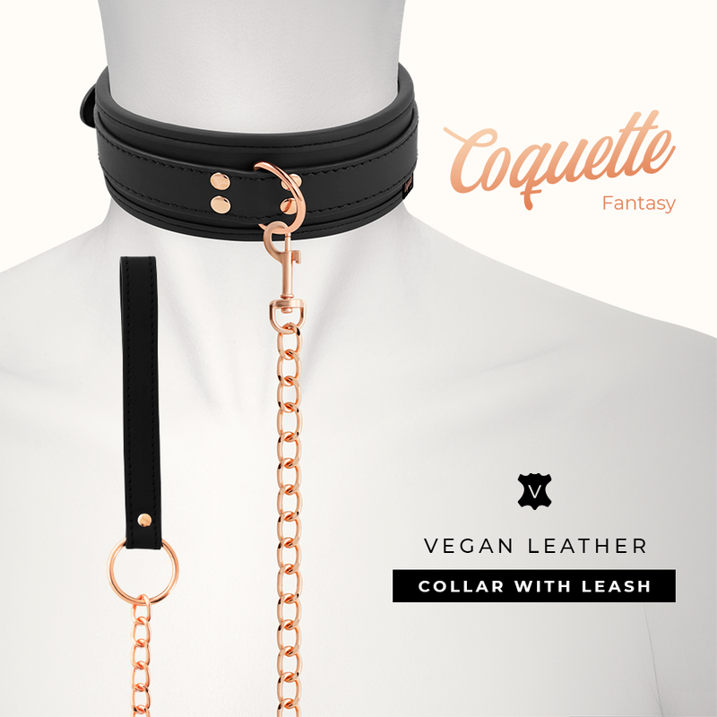 COQUETTE CHIC DESIRE - COLAR DE COURO FANTASY VEGAN COM ALA E FORRO DE NEOPRENE - Sexshoptuga 