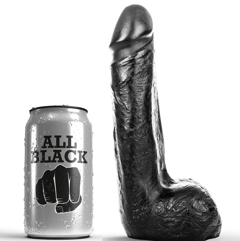 ALL BLACK - DILDO REALISTA PRETO SUAVE 20 CM - Sexshoptuga  Sexshoptuga 