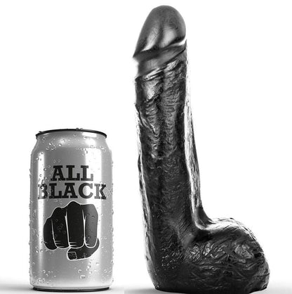 ALL BLACK - DILDO REALISTA PRETO SUAVE 20 CM - Sexshoptuga 