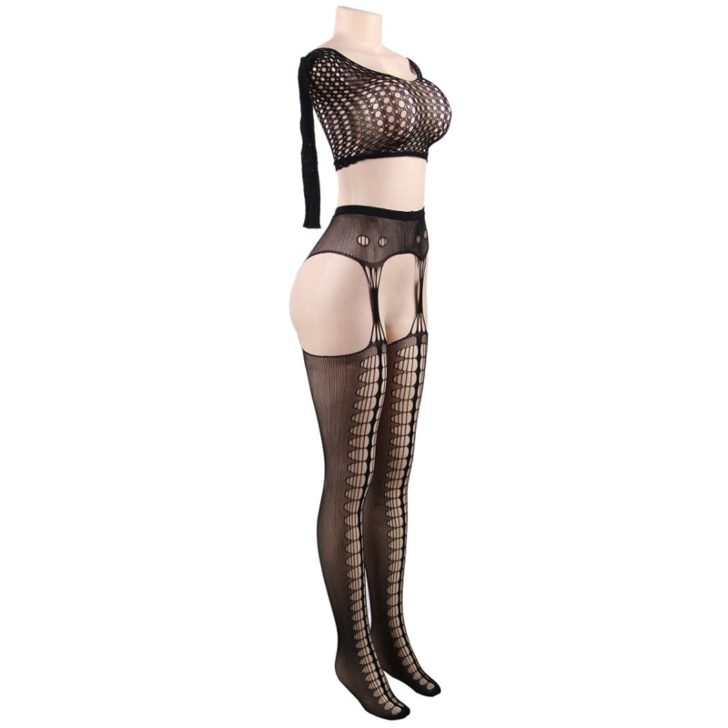 QUEEN LINGERIE - BODYSTOCKING TOP MANGA COMPRIDA S/L - Sexshoptuga  Sexshoptuga 