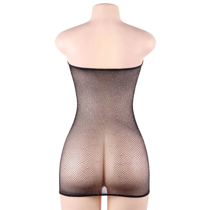 QUEEN LINGERIE - VESTIDO CORPO REDE COM DIAMANTES S/L - Sexshoptuga  Sexshoptuga 