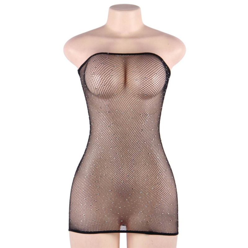 QUEEN LINGERIE - VESTIDO CORPO REDE COM DIAMANTES S/L - Sexshoptuga  Sexshoptuga 