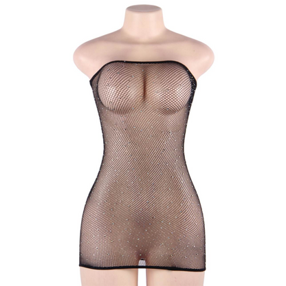 QUEEN LINGERIE - VESTIDO CORPO REDE COM DIAMANTES S/L - Sexshoptuga 