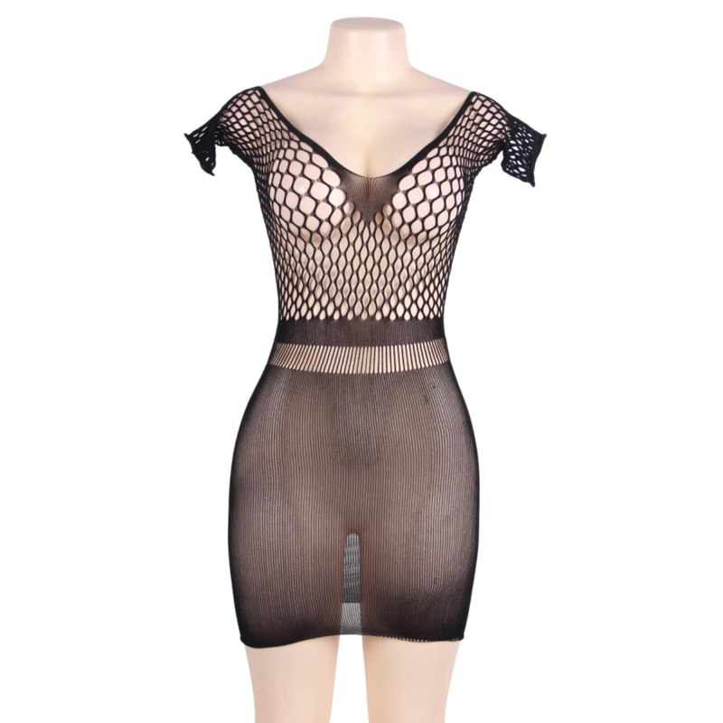 QUEEN LINGERIE - VESTIDO DE CORPO DE MANGA CURTA S/L - Sexshoptuga 