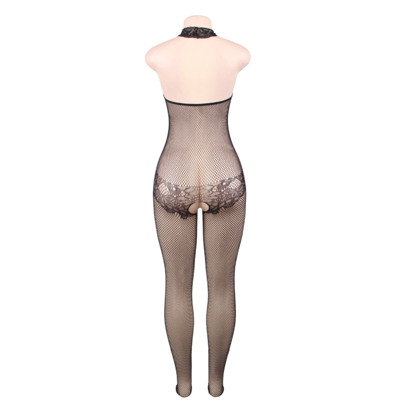 QUEEN LINGERIE - BODYSTOCKING COM ABERTURA E RENDA FLORAL S/L - Sexshoptuga 