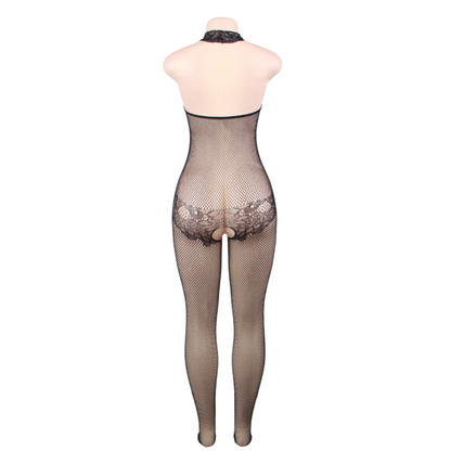 QUEEN LINGERIE - BODYSTOCKING COM ABERTURA E RENDA FLORAL S/L - Sexshoptuga 