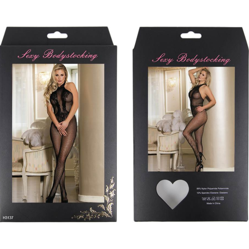 QUEEN LINGERIE - BODYSTOCKING COM ABERTURA E RENDA FLORAL S/L - Sexshoptuga 