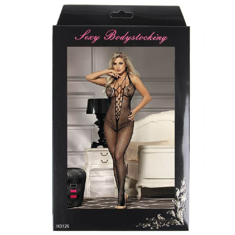 QUEEN LINGERIE - HALTER NECK E OPEN BACK BODYSTOCKING S/L - Sexshoptuga  Sexshoptuga 