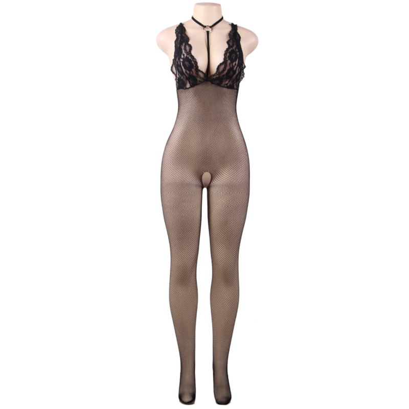 QUEEN LINGERIE - BODYSTOCKING DE REDE COM ABERTURA S/L - Sexshoptuga 