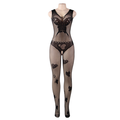 QUEEN LINGERIE - BODYSTOCKING BORDADO BORBOLETA S/L - Sexshoptuga 