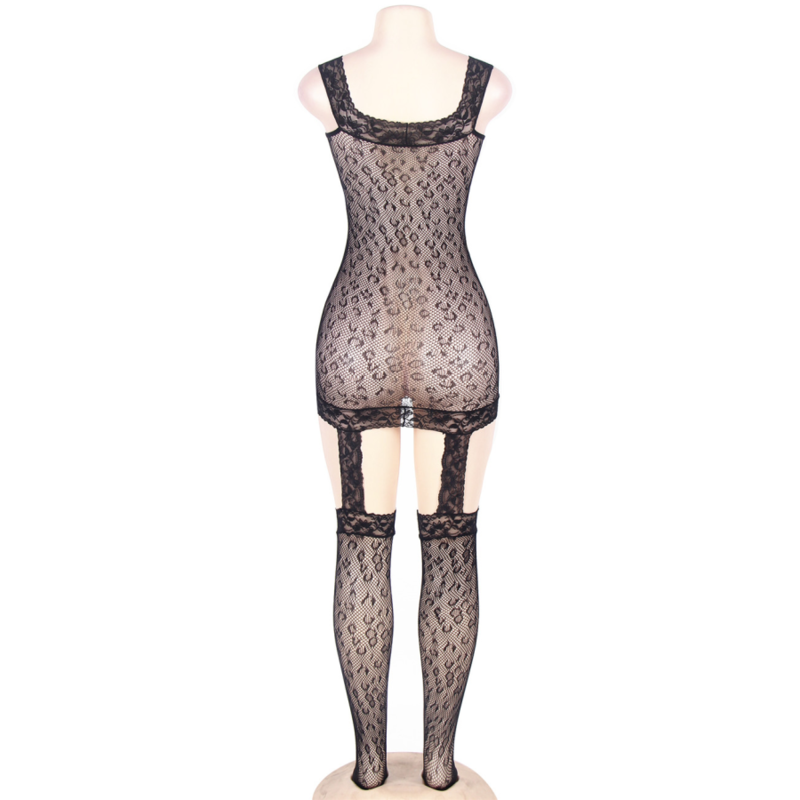 QUEEN LINGERIE - BODYSTOCKING ESTILO LEOPARDO S/L - Sexshoptuga 