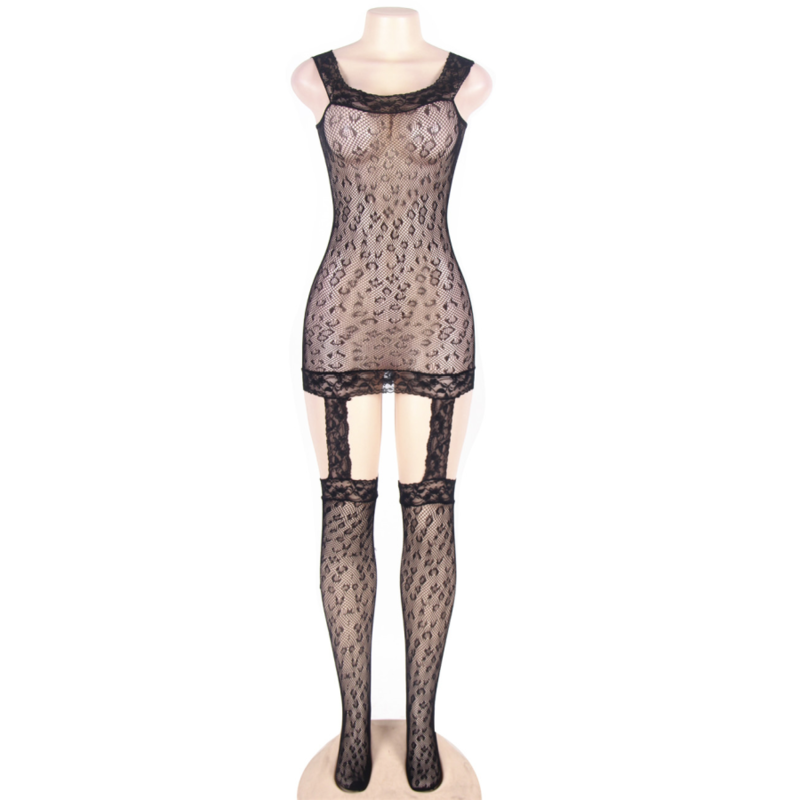 QUEEN LINGERIE - BODYSTOCKING ESTILO LEOPARDO S/L - Sexshoptuga 