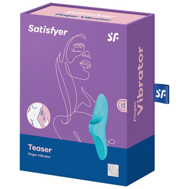 SATISFYER - VIBRADOR DE DEDO TEASER LUZ AZUL - Sexshoptuga  Sexshoptuga 