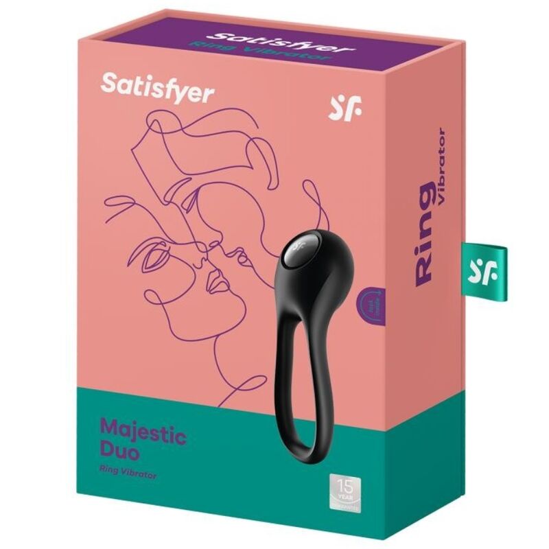 SATISFYER - VIBRADOR MAJESTIC DUO RING PRETO - Sexshoptuga  Sexshoptuga 