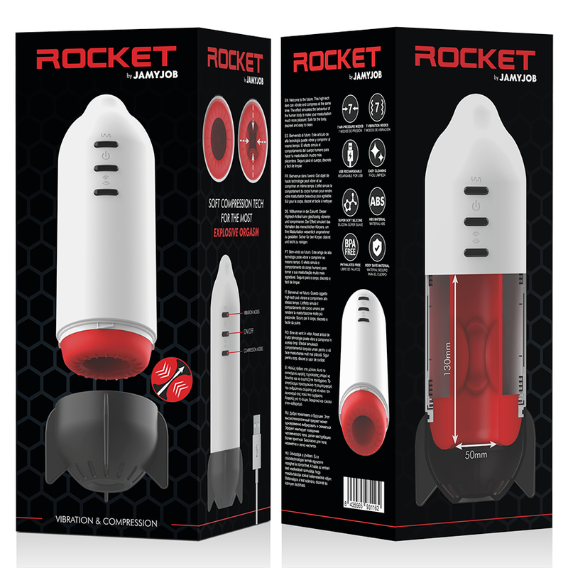 JAMYJOB - ROCKET MASTURBATOR TECNOLOGIA DE COMPRESSO SUAVE E VIBRAO - Sexshoptuga 