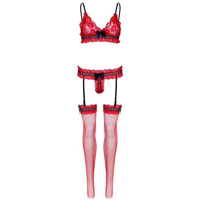 LEG AVENUE - CONJUNTO DE TRÊS PEAS TAMANHO ÚNICO - VERMELHO - Sexshoptuga  Sexshoptuga 