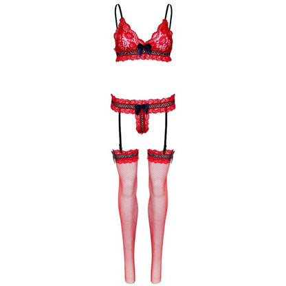 LEG AVENUE - CONJUNTO DE TRÊS PEAS TAMANHO ÚNICO - VERMELHO - Sexshoptuga 