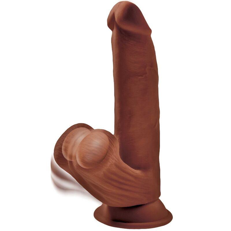 KING COCK - PLUS 3D BOLAS DE BALANO DE DILDO 24.5 CM CASTANHO - Sexshoptuga 