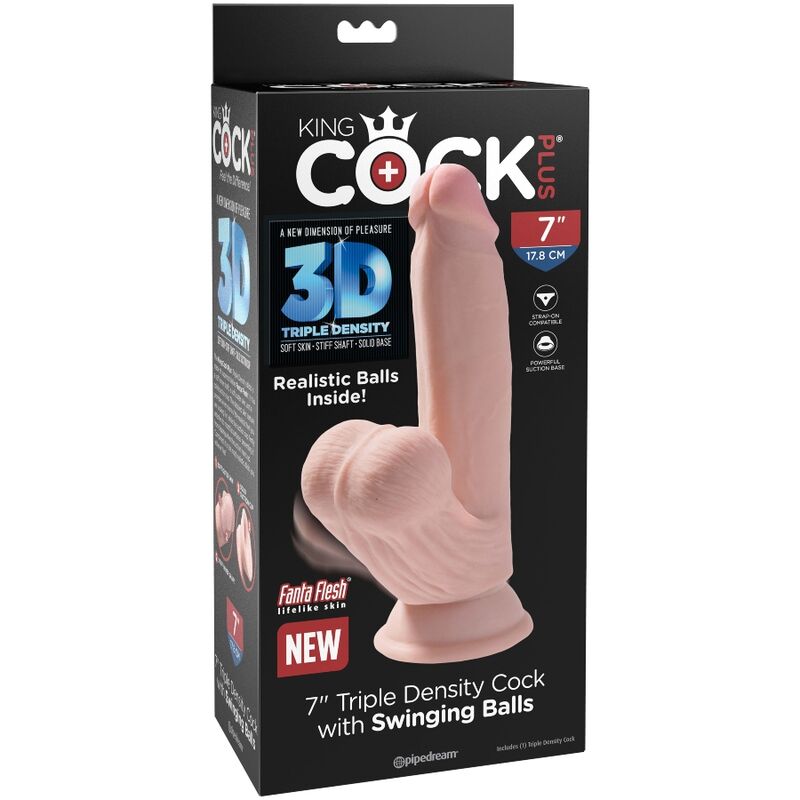 KING COCK - PLUS 3D DILDO BALANANDO BOLAS 15.2 CM PELE CLARA - Sexshoptuga 