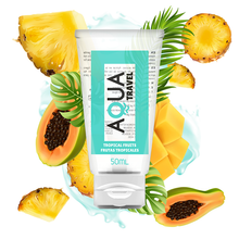 AQUA TRAVEL - LUBRIFICANTE AQUA TRAVEL BASE DE ÁGUA FRUTAS TROPICAIS - 50 ML - Sexshoptuga  Sexshoptuga 