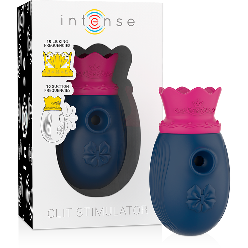 INTENSE - ESTIMULADOR DE CLITÓRIO 10 FREQUÊNCIAS DE LAMBEDURA E SUCO - AZUL - Sexshoptuga  Sexshoptuga 