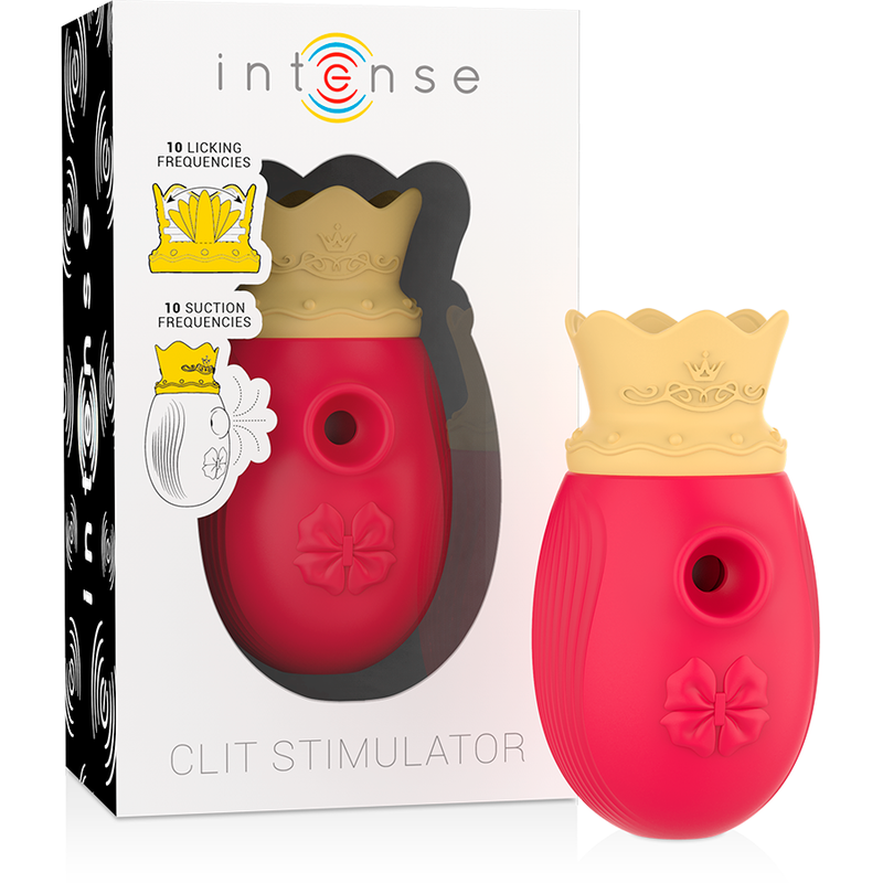 INTENSE - ESTIMULADOR DE CLITÓRIO 10 FREQUÊNCIAS DE LAMBEDURA E SUCO - VERMELHO - Sexshoptuga 