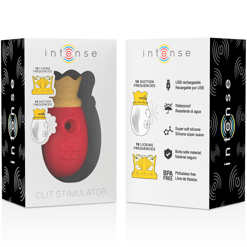 INTENSE - ESTIMULADOR DE CLITÓRIO 10 FREQUÊNCIAS DE LAMBEDURA E SUCO - VERMELHO - Sexshoptuga 