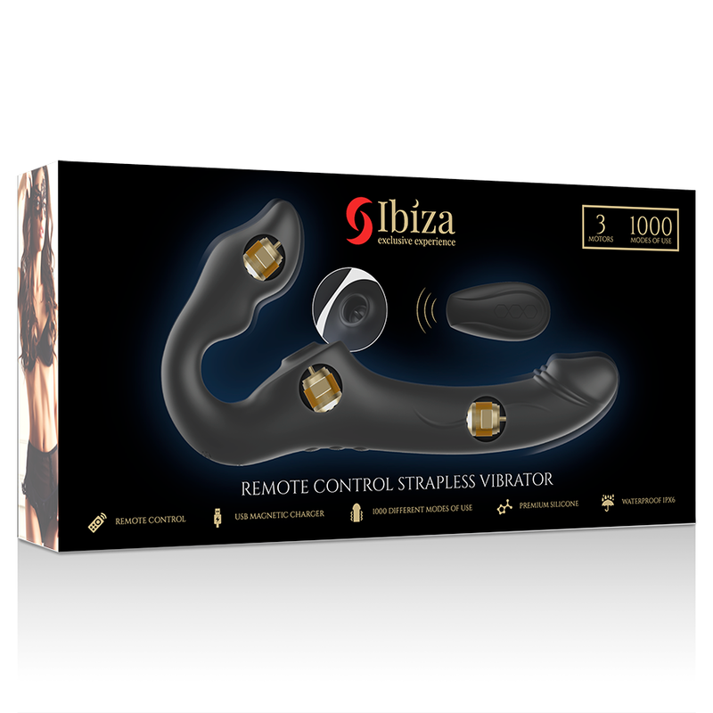 IBIZA - VIBRADOR STRAPLESS DE CONTROLE REMOTO 3 MOTORES 1000 COMBINAÕES. - Sexshoptuga  Sexshoptuga 