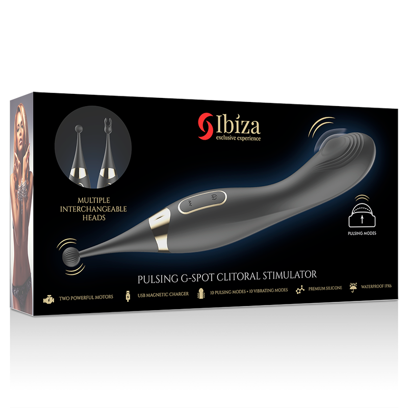 IBIZA - ESTIMULADOR CLITÓRICO INTERCAMBIVEL E VIBRADOR DE PONTO G DE PULSAO - Sexshoptuga  Sexshoptuga 