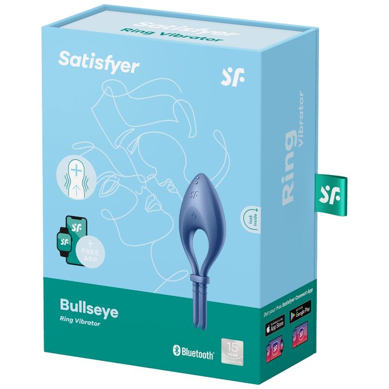 SATISFYER - APLICATIVO VIBRADOR DE ANEL BULLSEYE AZUL - Sexshoptuga  Sexshoptuga 