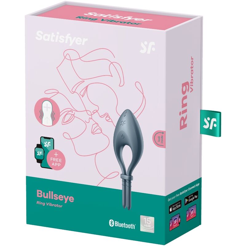 SATISFYER - APLICATIVO VIBRADOR DE ANEL BULLSEYE CINZA - Sexshoptuga  Sexshoptuga 