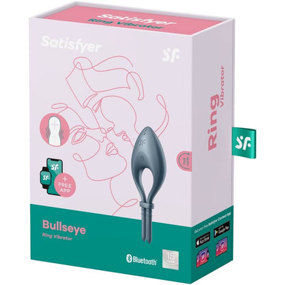 SATISFYER - APLICATIVO VIBRADOR DE ANEL BULLSEYE CINZA - Sexshoptuga 