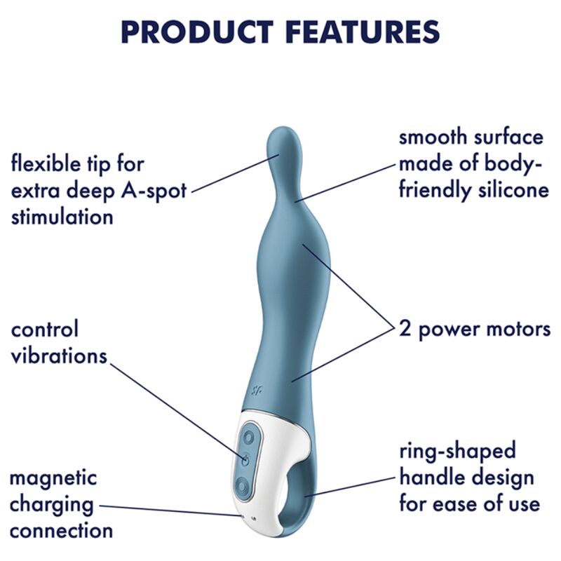 SATISFYER - VIBRADOR AMAZING 1 ASPOT AZUL - Sexshoptuga 